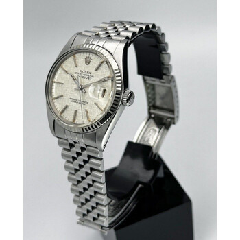 36mm • 1978 Rolex DateJust 16014 White Gold Bezel Silver Linen Dial
